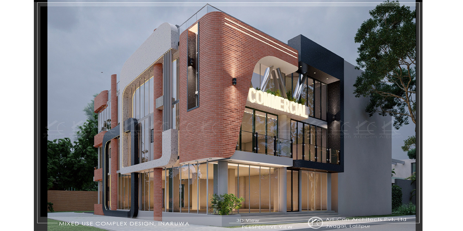 Contemporary commercial complex at Inaruwa, Nepal.